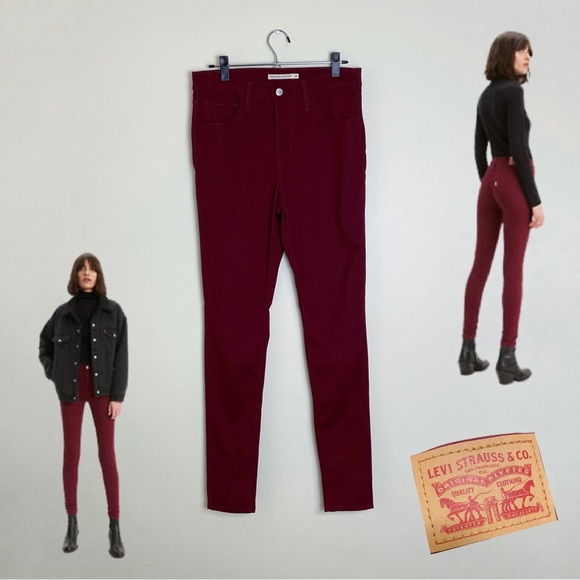 Levi’s 720 High Rise Super Skinny Burgundy Jeans - Picture 1 of 8
